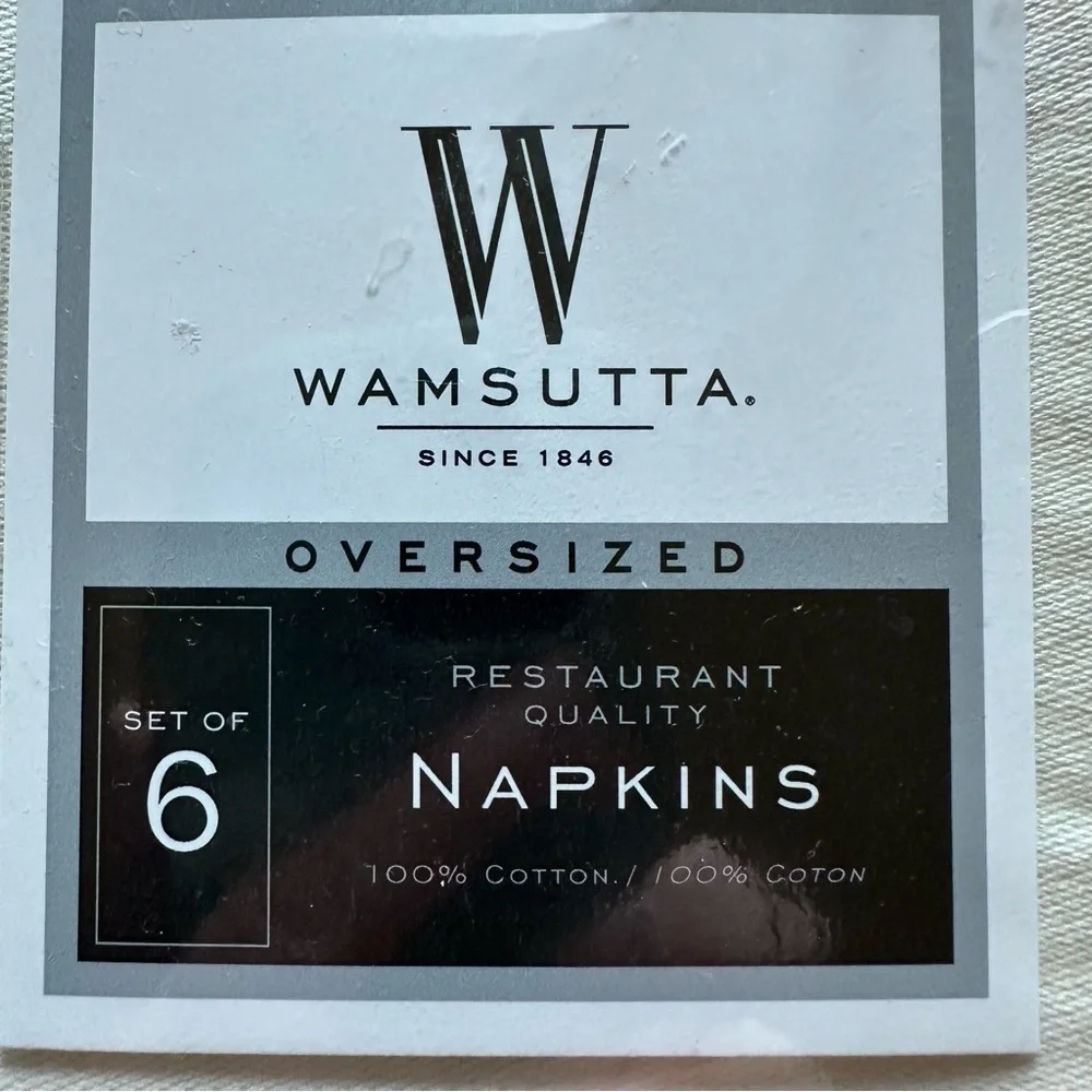 Wamsutta Oversized Restaurant Quality Set of 6 Napkins- 21 x 21 in-Vanilla NIP